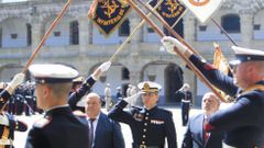 El coronel comandante del Tercio, Alejandro Ferreira, en el centro, durante la ceremonia de ayer