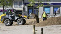 Las obras en la plaza continuaron hasta la pasada semana
