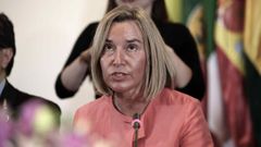 La jefa de la diplomacia europea, Federica Mogherini, durante la apertura de la reuni�n del Grupo Internacional del Contacto sobre Venezuela, que se celebra en Costa Rica