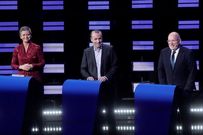 Margrethe Vesteger, de la Alianza de los Dem�cratas y Liberales por Europa; el alem�n Manfred Weber, del Partido Popular Europeo, y el holandes Frans Timmermans, del Partido de los Socialistas Europeos