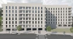 Recreaci�n del futuro edificio para 54 viviendas de promoci�n p�blica en Valdecorvos