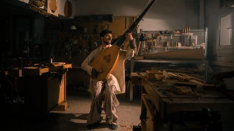 Nacho Laguna con la tiorba.