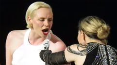 Gwendoline Christie baila junto a Madonna sobre el escenario