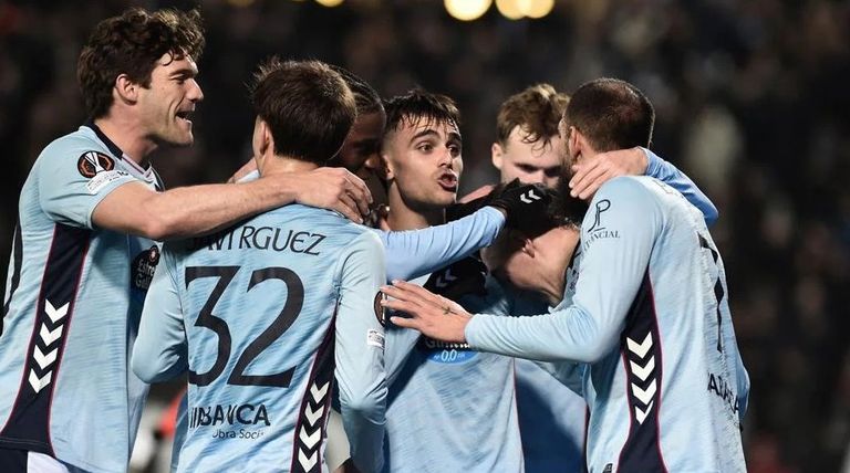 Los jugadores del Celta, celebrando un gol ante el PAOK.
