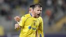 Ortuño celebra un gol con Las Palmas