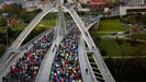 Vista del Ponte do Milenio de Ourense en la salida de la carrera popular del San Martio en el 2019.