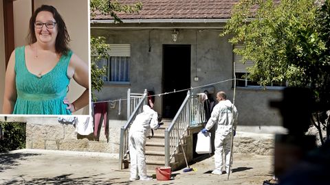 Imagen del exterior de la vivienda donde se produjo el crimen. En el recuadro, fotografía de la víctima, Teresa de Jesús Rodríguez