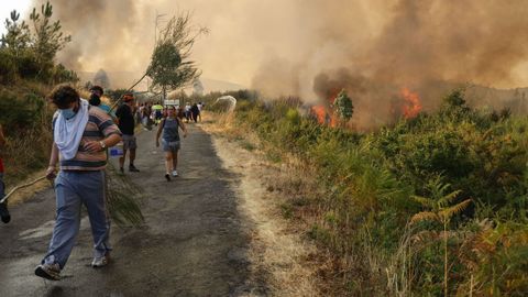 Incendio forestal en Meln, entre las aldeas de Quins y Vilaverde