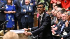 El primer ministro brit�nico, Rishi Sunak, en la sesi�n de control al Gobierno de este jueves.