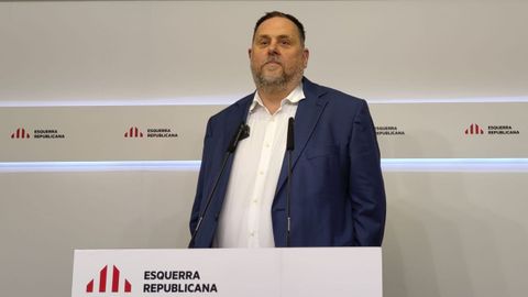 El lder de ERC, Oriol Junqueras, en rueda de prensa