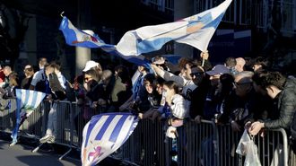 Recibimiento al D�por antes del partido contra el Zaragoza