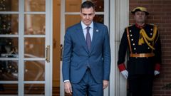 El presidente del Gobierno, Pedro Snchez, antes de comparecer en un acto en la Moncloa.
