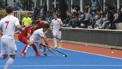 Seleccin espaola de hockey hierba en el campo ourensano de Mariamansa.