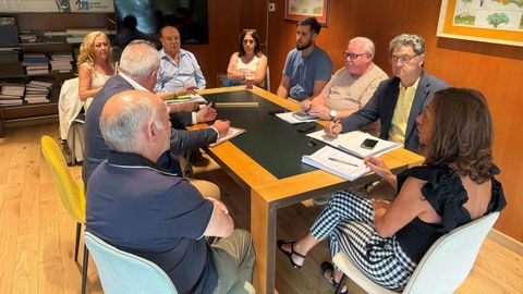 Marisol D�az, directora xeral de Patrimonio Natural (derecha), un t�cnico de la Xunta y representantes de las dos asociaciones de propietarios del parque natural, ayer en Santiago