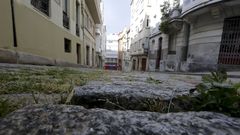 Entre los adoquines crece la hierba y los baches est�n presentes en varias zonas de la calzada