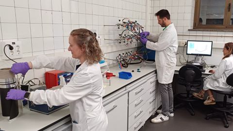 Investigadores analizando las propiedades de almacenamiento de energa de los materiales de electrodo desarrollados.