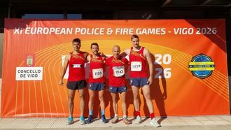 Equipo de los bomberos de Nar�n en los campeonatos europeos