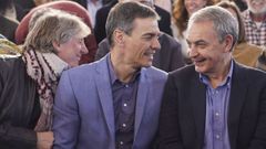 Pedro S�nchez y Jos� Luis Rodr�guez Zapatero durante un mitin en la campa�a de las elecciones de Castilla y Le�n.