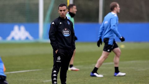 Borja Jimnez, en una imagen de archivo de un entrenamiento del Deportivo.
