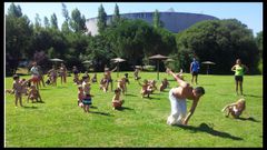 Un grupo de nenos gozando nun campamento de ver&aacute;n