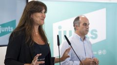La presidenta del Parlamento catal�n, Laura Borr�s, junto al secretario general de JxCat, Jordi Turull.