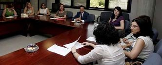 Reuni�n de juezas de Instrucci�n con el juez decano, Germ�n Serrano, en una junta sectorial en una foto de archivo.