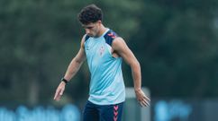 El jugador del Celta Pablo Dur�n, en un entrenamiento de esta pretemporada.