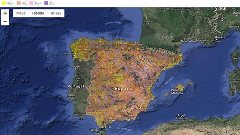 Cobertura de las diferentes redes mviles de Orange