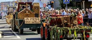 El desfile de los tractores engalanados con patatas volvi� a ser la parte del programa m�s vistosa y que atrajo m�s p�blico.