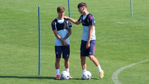 �scar Marcos y Oliveras, en el entrenamiento del Celta Fortuna del jueves.