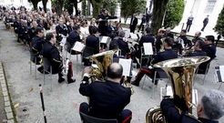 Un reciente ensayo de la banda del Tercio en los jardines.