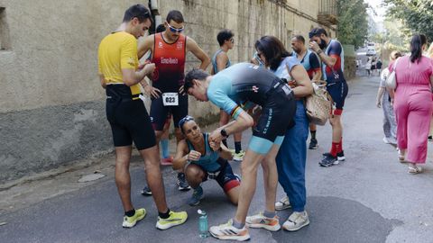 Edicin 2025 del triatln de Allariz, que tuvo que ser duatln por la suspensin de pruebas acuticas y nuticas debido a los incendios forestales.