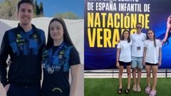 A la izquierda,�Brais Nieto y Nadiuska Ouvi�a (con su medalla) en Sabadell; a la derecha, Alejandra Gonz�lez, Brais Nieto y Rita Tub�o, en Las Palmas.