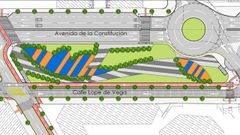 Plano de la tercera fase del bulevar de Lugones, que prev� una franja arbolada de 120 metros de longitud entre Santa Isabel y Leopoldo Lugones