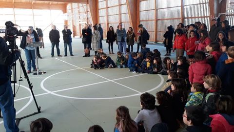 Un momento de la inauguración de la pista cubierta de Cimavilla