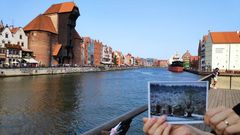 Unha postal coa imaxe da igrexa de San Pedro Fiz de Hospital nunha fotograf�a tomada na cidade polaca de Gdansk