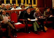 El grupo del PP, sin Faraldo, que lleg� media hora tarde.