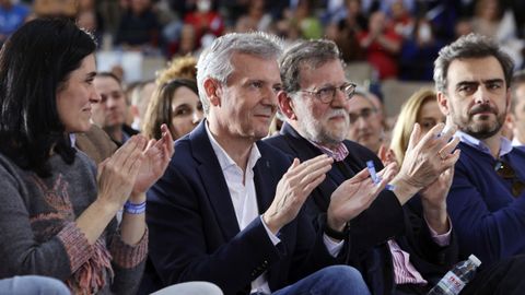 Paula Prado, Mariano Rajoy, Alfonso Rueda y Diego Calvo