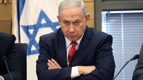 Netanyhu, durante la reuni�n celebrada este lunes en el Kneset (Parlamento israel�)