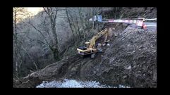 Aspecto que presentan actualmente las obras de reconstrucci�n de la carretera O Incio-A Ferrer�a