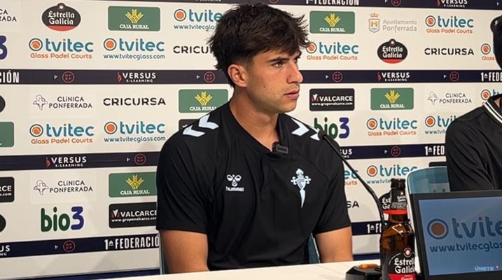 El guardameta del Celta Fortuna Coke Carrillo, en la comparecencia posterior al duelo ante la Ponferradina en El Toral�n.