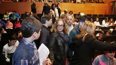 Luisa M�rquez, en el centro, en un encuentro de la Red de Escuelas Unesco celebrado en Pontevedra en el a�o 2016