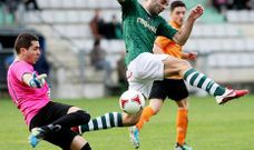 Paco, durante un partido de la pasada campa�a entre el Somozas y el Racing de Ferrol.