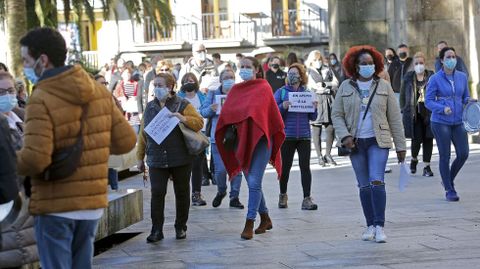 MANIFESTACI�N DE LA HOSTELER�A Y EL COMERCIO EN CALDAS DE REIS PARA PROTESTAR POR LAS RESTRICCIONES IMPUESTAS PARA FRENAR LA PANDEMIA COVID-19
