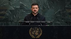 Zelenski durante su discurso en las Naciones Unidas