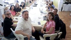 El presidente de ERC, Oriol Junqueras, y la portavoz del partido, Marta Vilalta, en la reuni�n de la formaci�n para preparar el curso pol�tico
