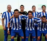 Manolo, en el centro de la imagen, en una alineaci�n con el Atl�tico Lorca en Segunda B.