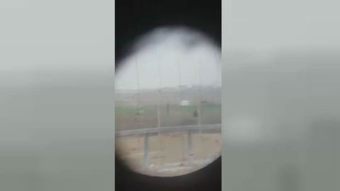 Un francotirador israel� dispara entre v�tores a un palestino