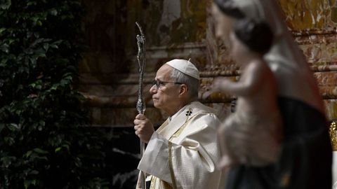 El papa Le�n XIV, durante la misa en la bas�lica de San Pedro este jueves