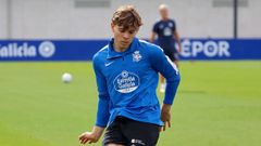 Amatucci, en un entrenamiento del Deportivo